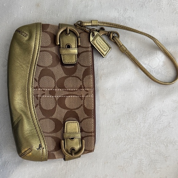 Coach Brown and Gold Wristlet - Picture 1 of 1